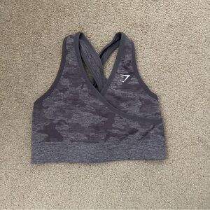GYMSHARK Sports Bra Purple Gray Camo Size XS